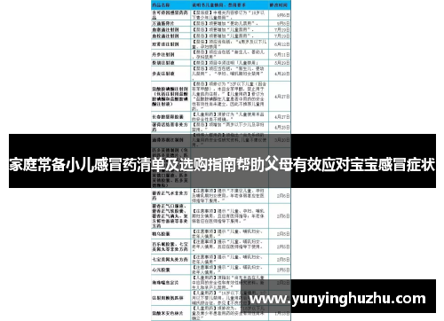 家庭常备小儿感冒药清单及选购指南帮助父母有效应对宝宝感冒症状